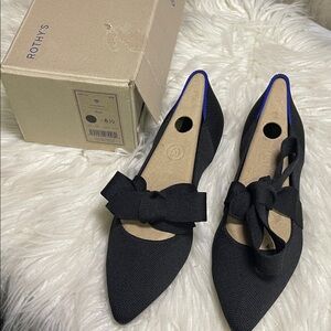 Rothy's Black Flats with Bow Accent